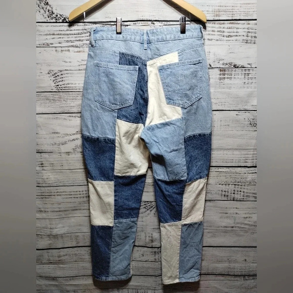 PacSun Patchwork‎ Mom Jeans size 28 Patches Maximalist Boho Festival Unique - Picture 7 of 9